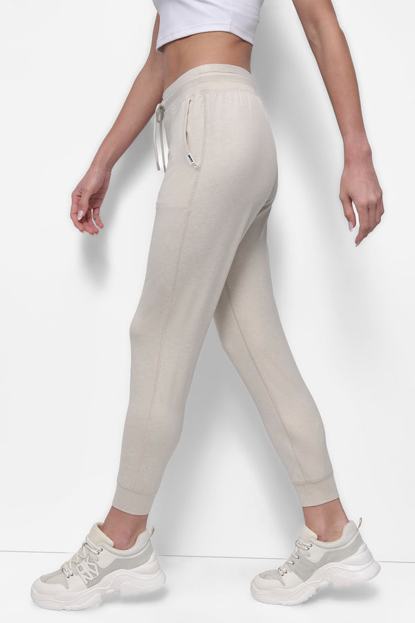 Dkny CROPPED HIGH-RISE SLIM JOGGER PEBBLE SPACEDYE