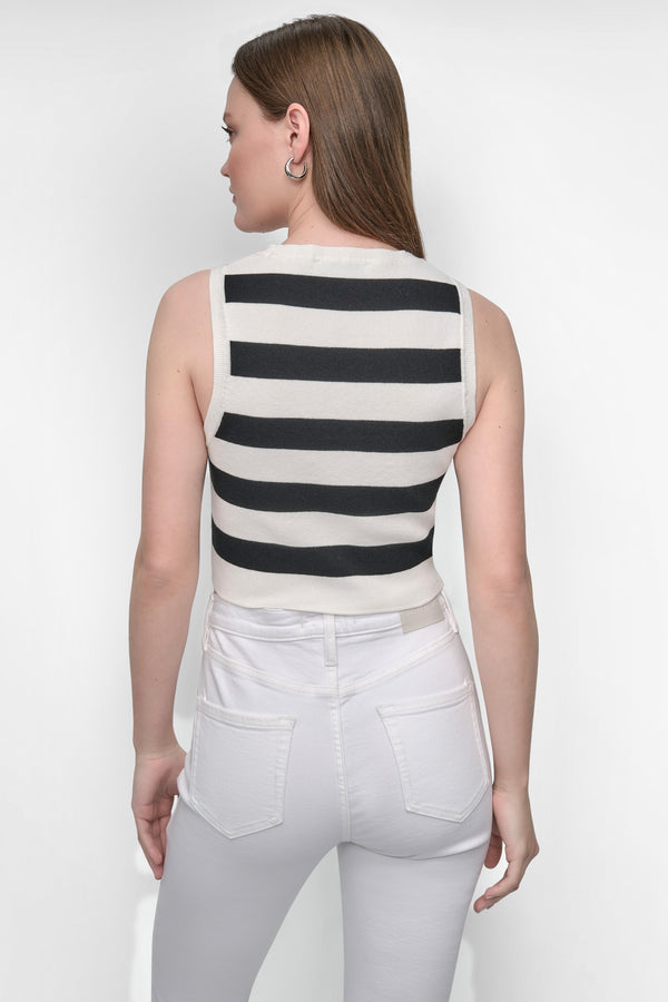 Dkny CROPPED JACQUARD SWEATER Eggnog/Black