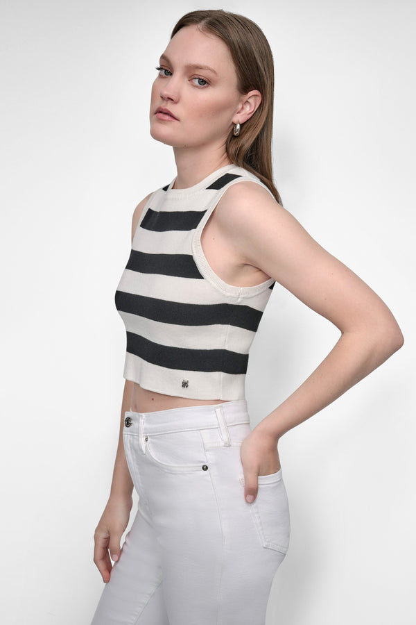 Dkny CROPPED JACQUARD SWEATER Eggnog/Black