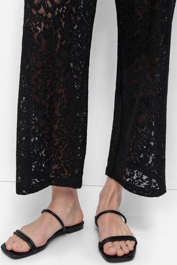 Dkny CROPPED LACE STRAIGHT LEG TROUSER Black