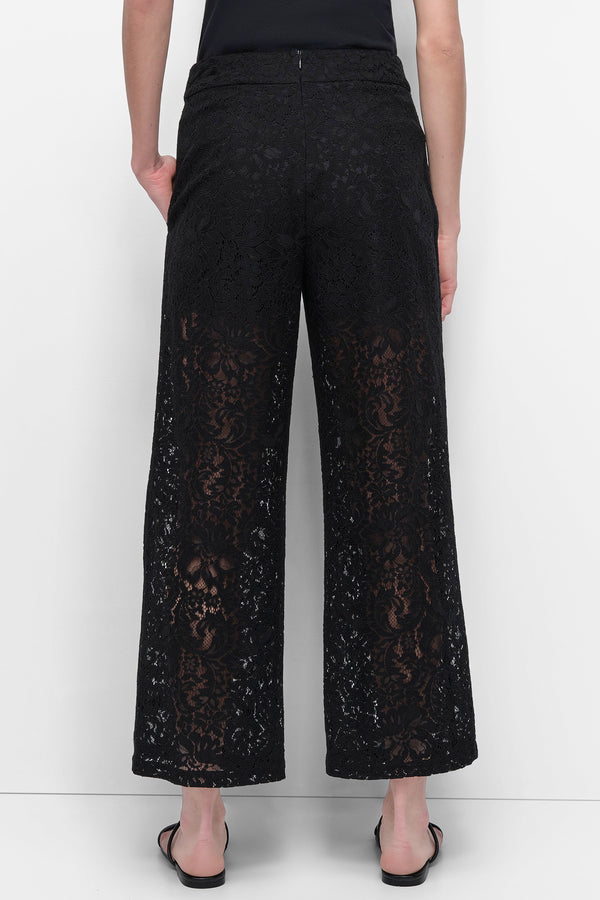 Dkny CROPPED LACE STRAIGHT LEG TROUSER Black