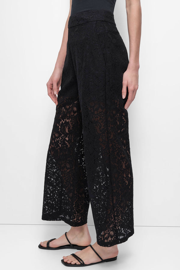 Dkny CROPPED LACE STRAIGHT LEG TROUSER Black