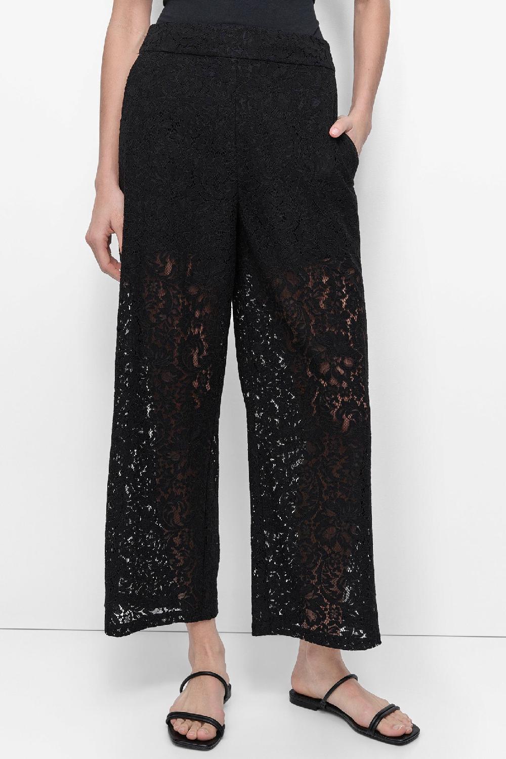 dkny CROPPED LACE STRAIGHT LEG TROUSER Black
