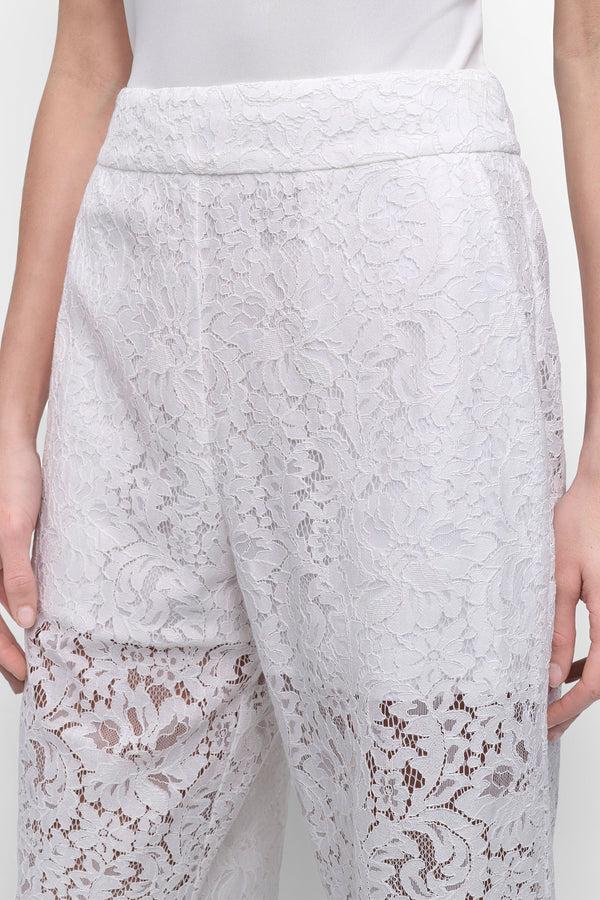 Dkny CROPPED LACE STRAIGHT LEG TROUSER White