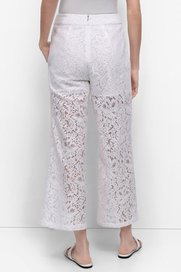 Dkny CROPPED LACE STRAIGHT LEG TROUSER White