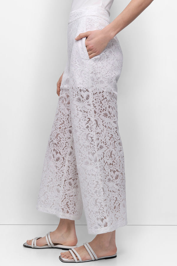 Dkny CROPPED LACE STRAIGHT LEG TROUSER White