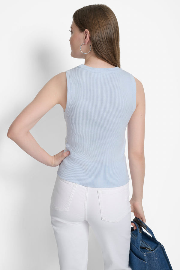 Dkny CROPPED LOGO-TRIMMED TOP Frost Blue / Ivory