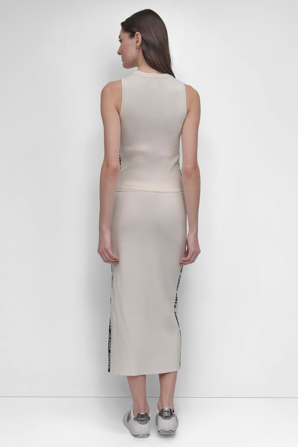 Dkny CROPPED LOGO-TRIMMED TOP IVORY/BLACK