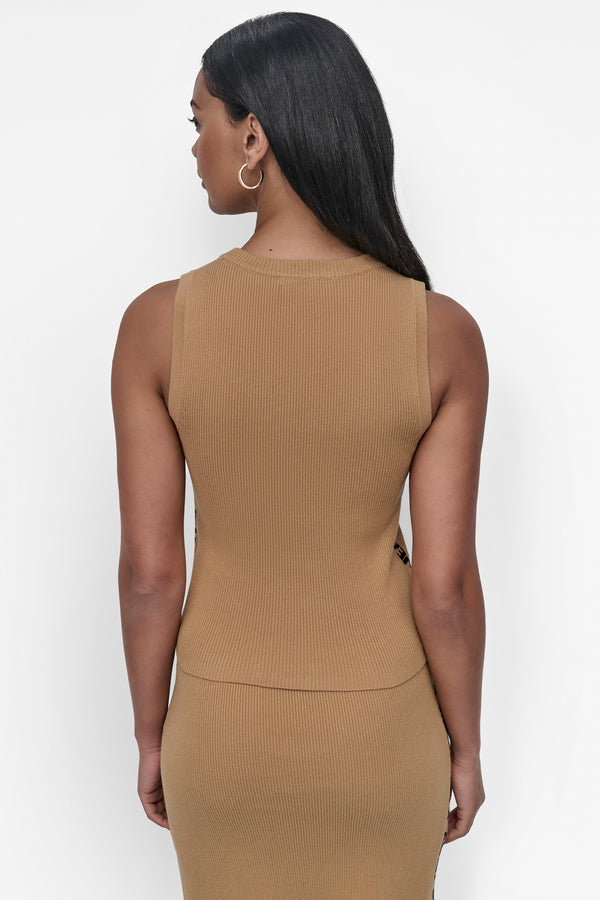 Dkny CROPPED LOGO-TRIMMED TOP Whiskey/Black