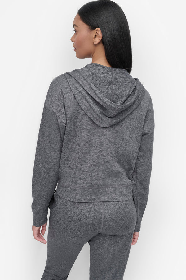 Dkny CROPPED SPACE-DYED HOODIE BLACK SPACEDYE