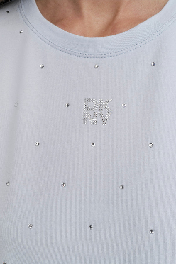 Dkny CRYSTAL EMBELLISHED LOGO TEE Skyway Blue