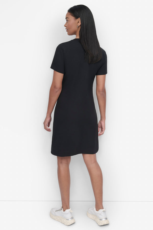 Dkny CRYSTAL LOGO MINI T-SHIRT DRESS Black