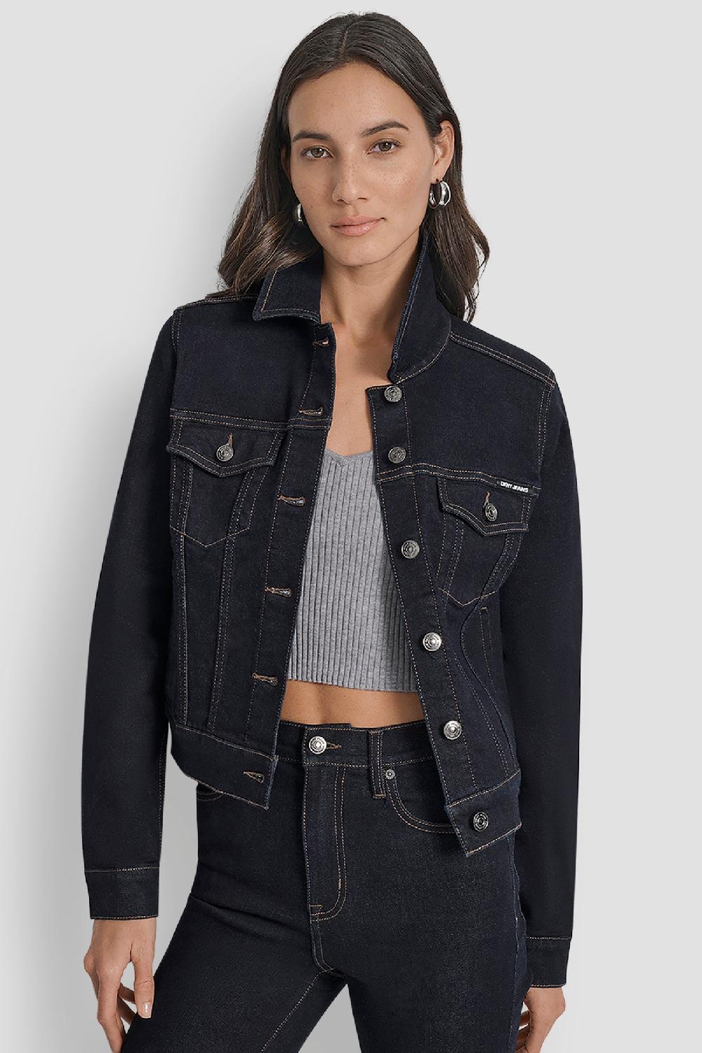 dkny DENIM TRUCKER JACKET BANKERS INK