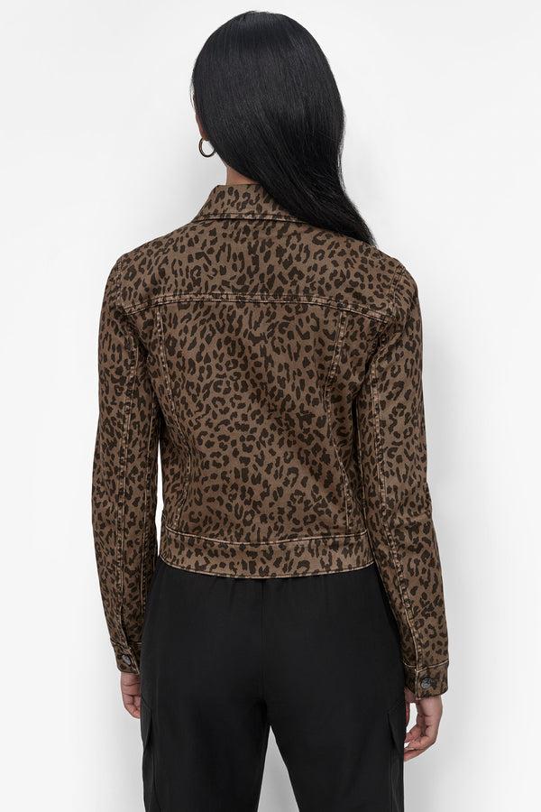 Dkny DENIM TRUCKER JACKET Dark Earth Leopard Print