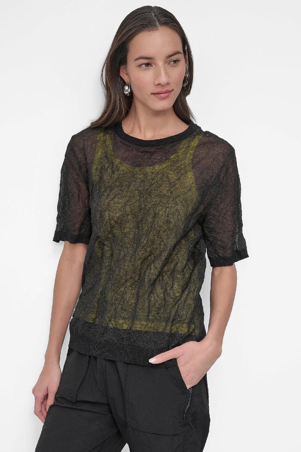 dkny DOUBLE LAYER TANK TEE Black/Daffodil