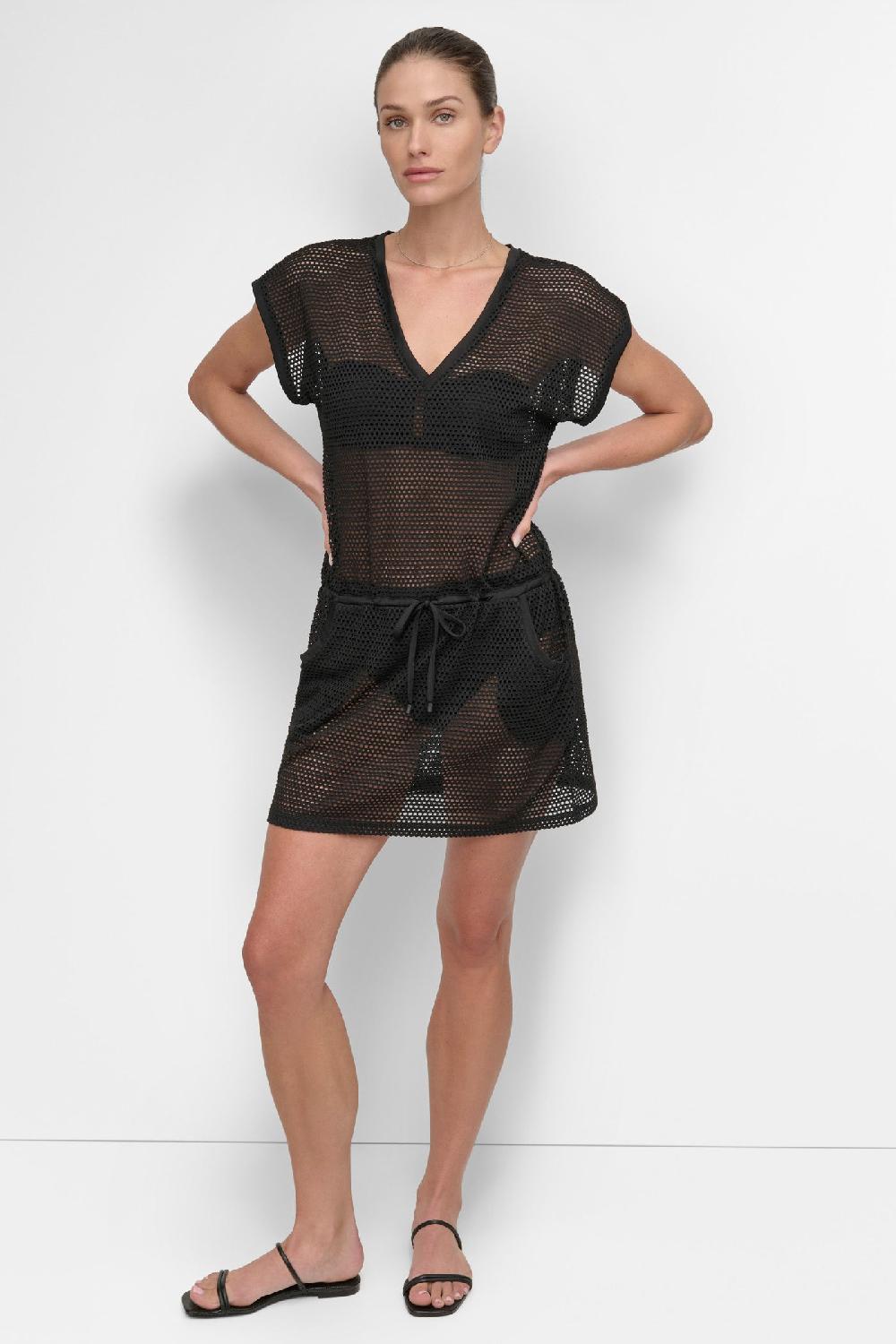 dkny EASY MESH TUNIC Black