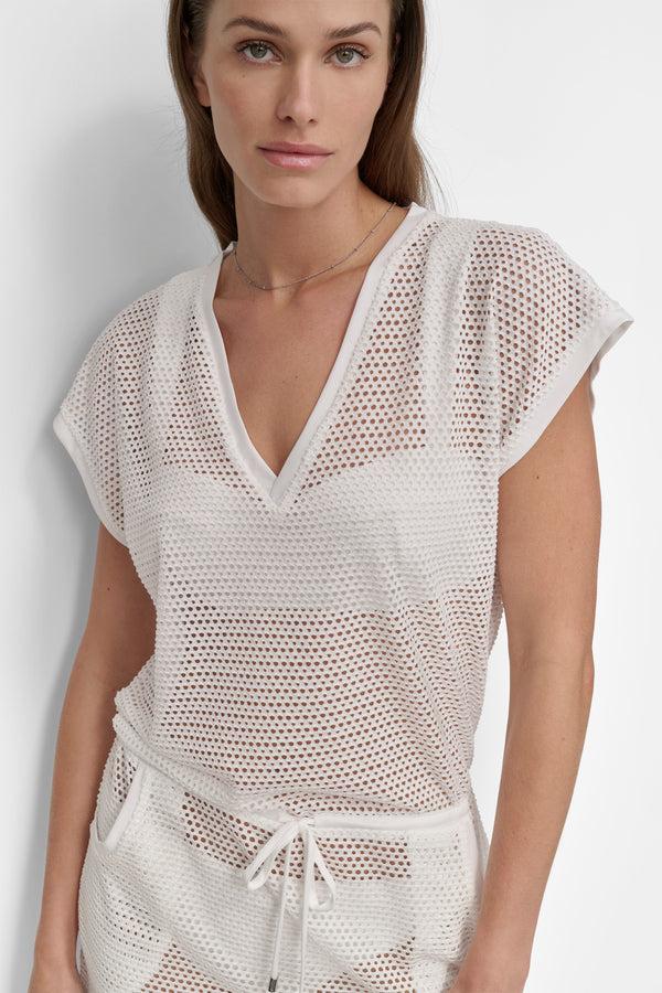 Dkny EASY MESH TUNIC SOFT WHITE