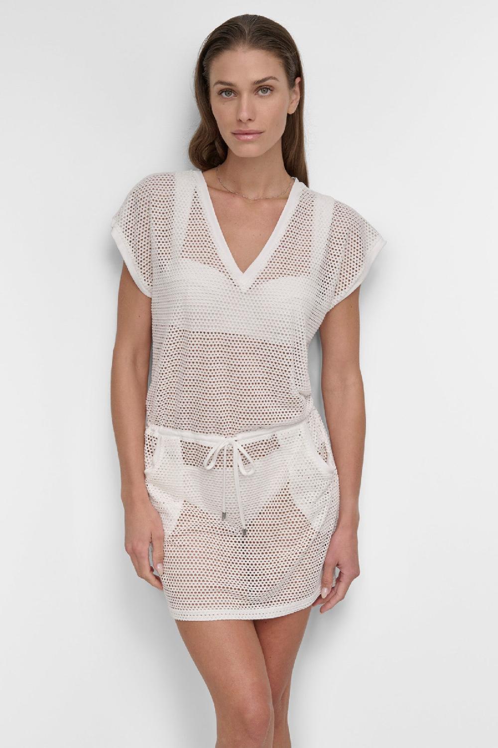 dkny EASY MESH TUNIC SOFT WHITE