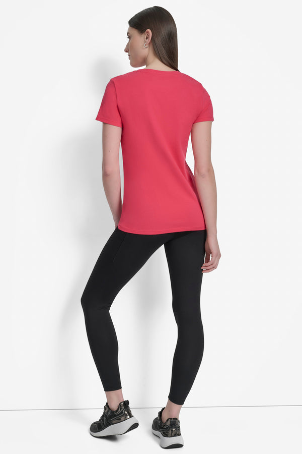 Dkny EMBELLISHED LOGO TEE AZALEA/SILVER