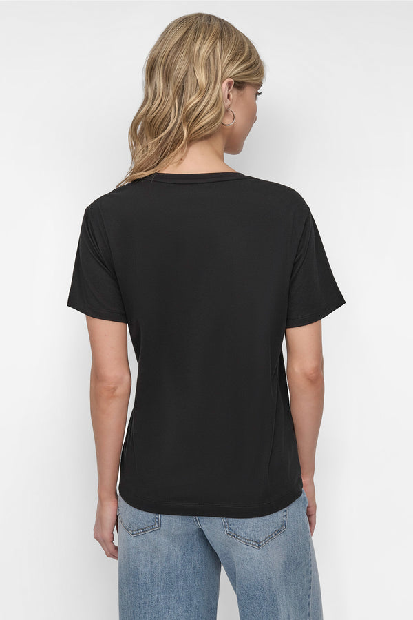 Dkny EMBELLISHED LOGO TEE BLACK/SILVER