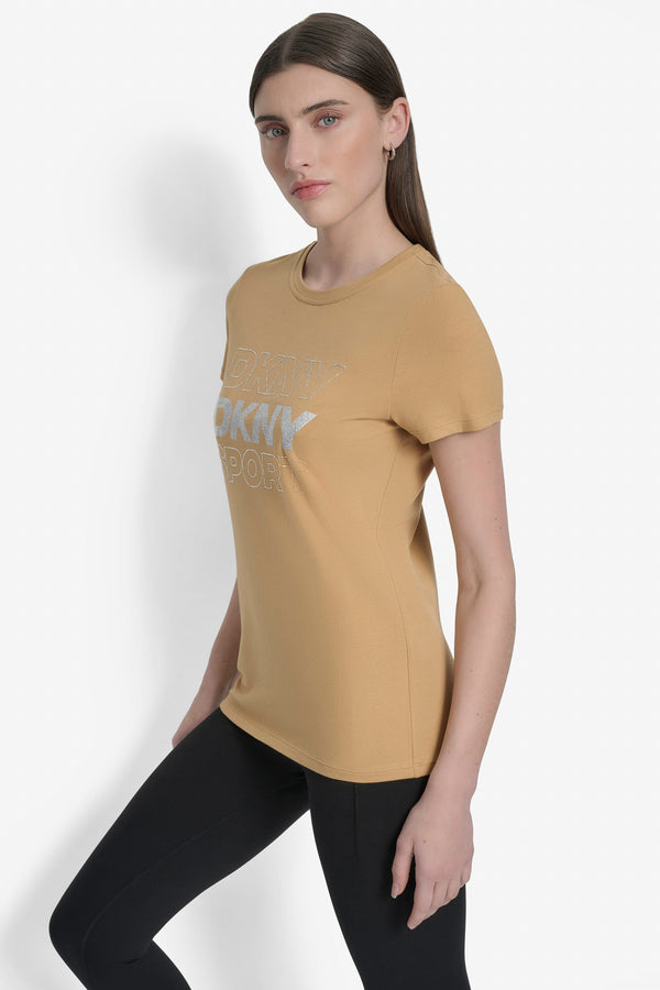 Dkny EMBELLISHED LOGO TEE WHISKEY/SILVER