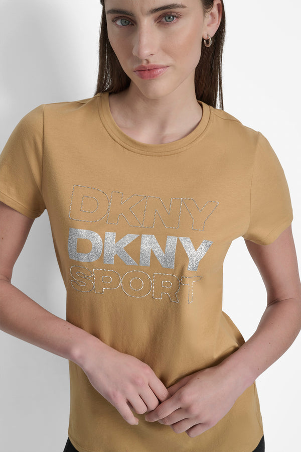 Dkny EMBELLISHED LOGO TEE WHISKEY/SILVER