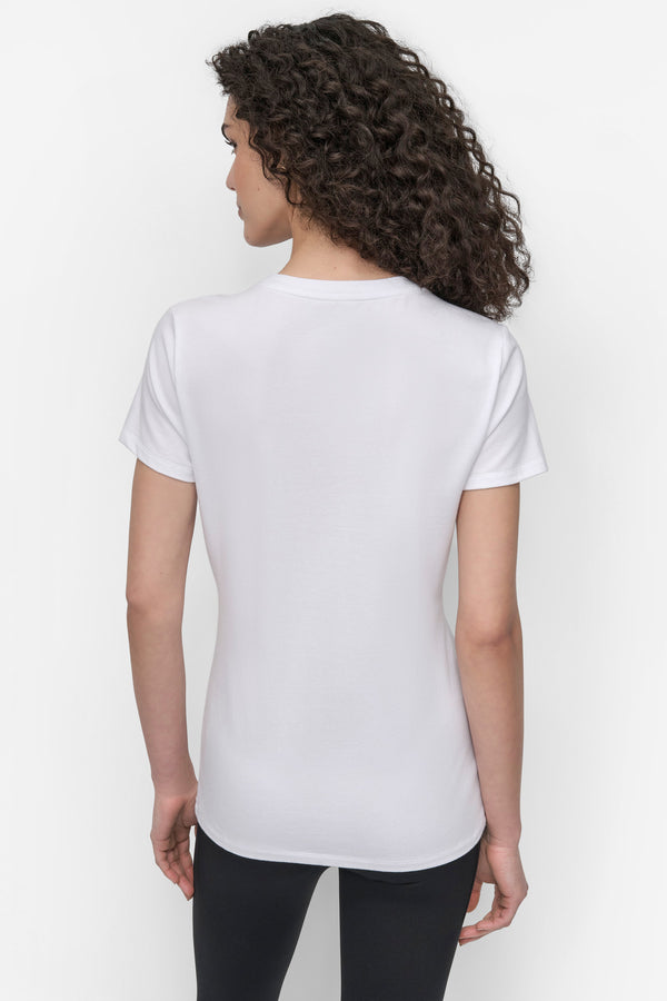 Dkny EMBELLISHED LOGO TEE WHITE/SILVER