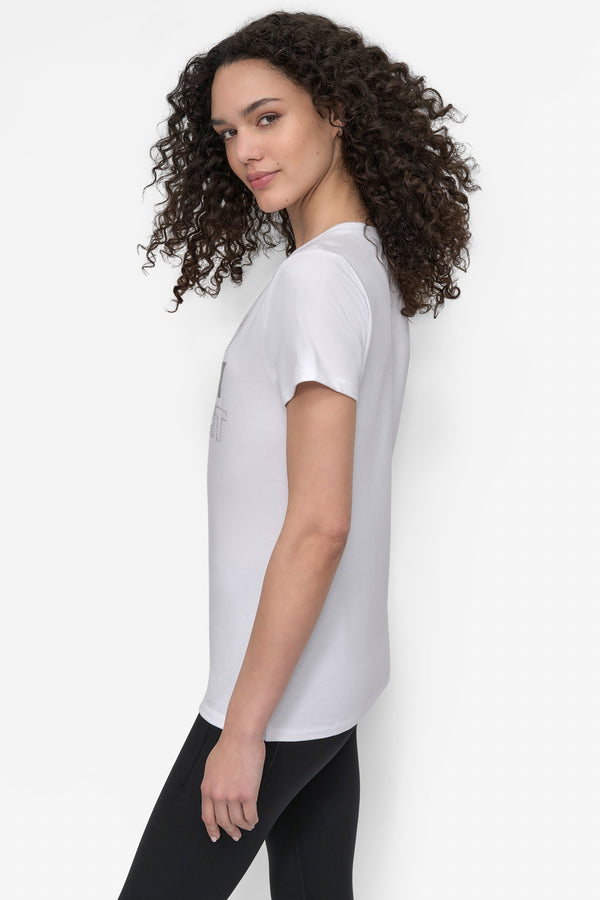 Dkny EMBELLISHED LOGO TEE WHITE/SILVER