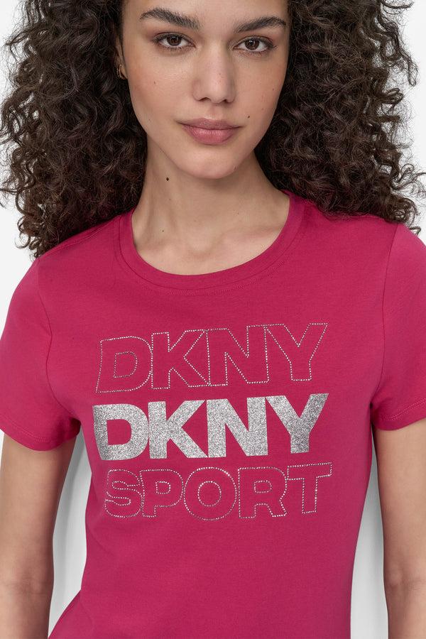 Dkny EMBELLISHED LOGO TEE WILD BERRY/ SILVER