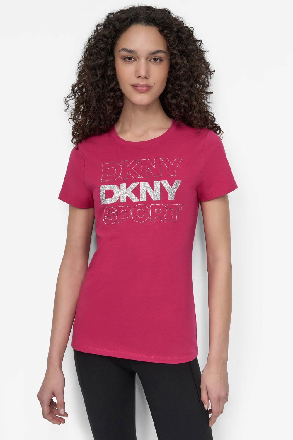 dkny EMBELLISHED LOGO TEE WILD BERRY/ SILVER