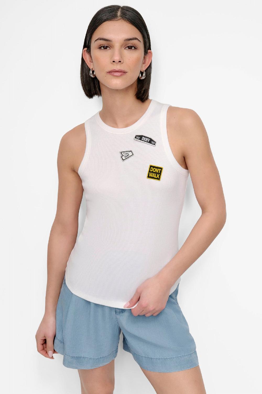 dkny EMBELLISHED TANK White