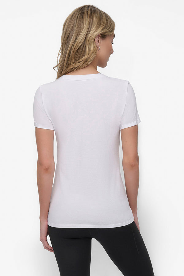 Dkny EXPLODED LOGO CREW NECK TEE WHITE/SILVER