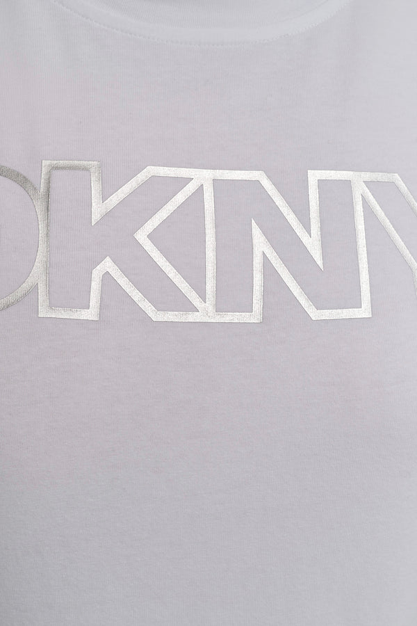 Dkny EXPLODED LOGO CREW NECK TEE WHITE/SILVER