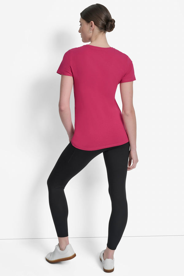 Dkny EXPLODED LOGO CREW NECK TEE WILDBERRY/SILVER