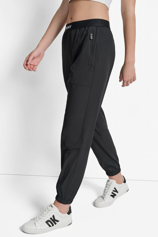 Dkny EXTRA HIGH-RISE LOGO-WAIST JOGGER Black