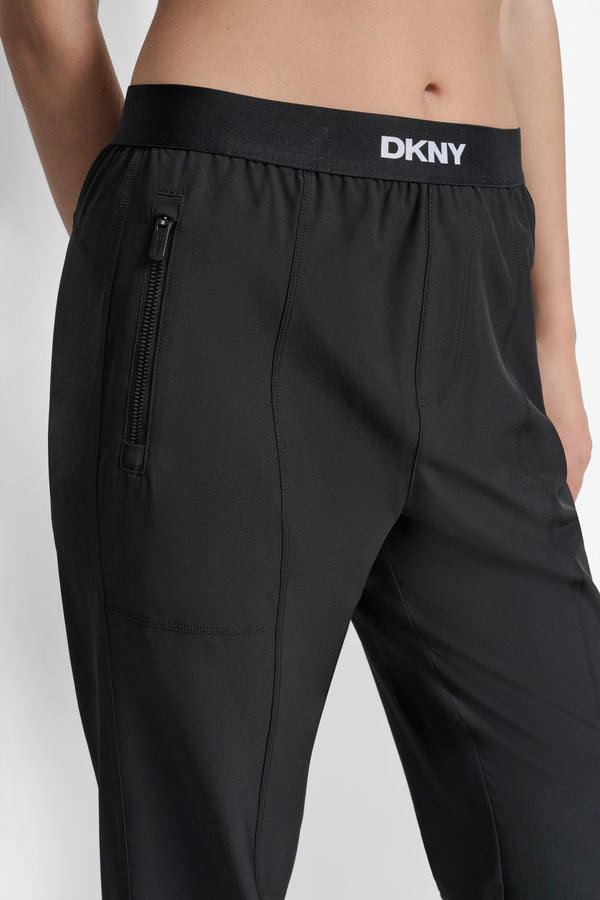 Dkny EXTRA HIGH-RISE LOGO-WAIST JOGGER Black