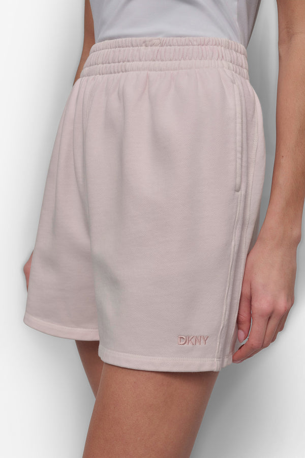 Dkny EXTRA HIGH-RISE RIB-TRIMMED SWEAT SHORT BLISS