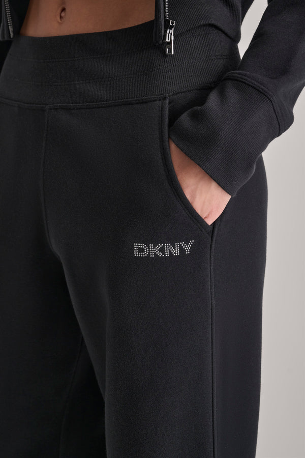 Dkny EXTRA HIGH RISE WIDE LEG SWEATPANT Black