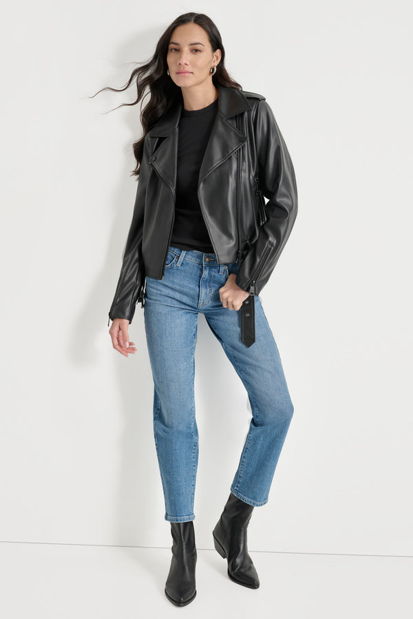 Dkny FAUX LEATHER MOTO JACKET Black