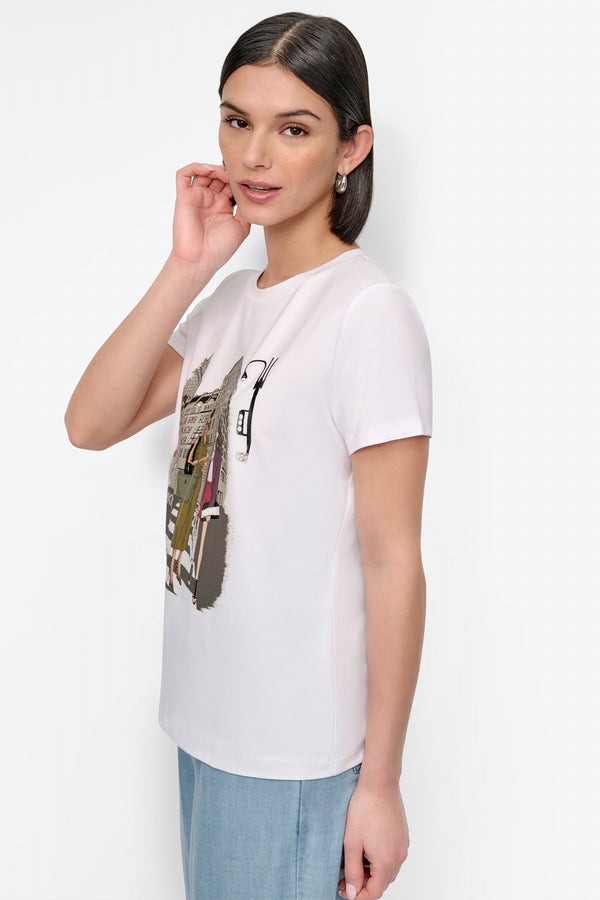 Dkny FIFTH AVE EMBELLISHED GRAPHIC TEE White