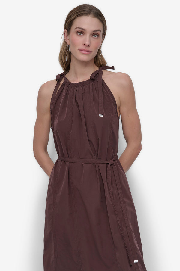 Dkny FIT & FLARE HALTER MAXI DRESS Chocolate Plum