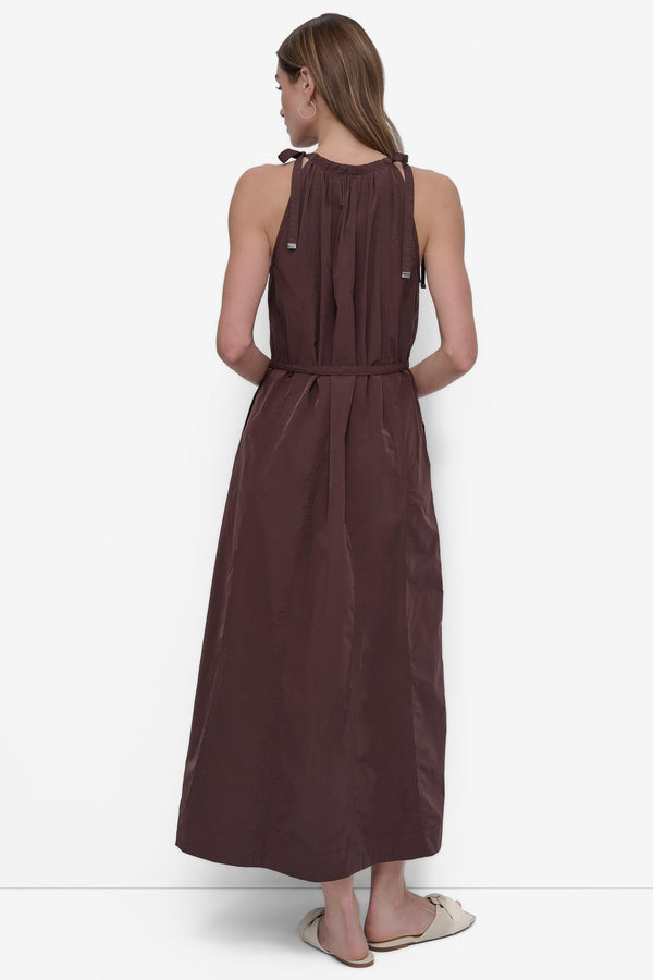 Dkny FIT & FLARE HALTER MAXI DRESS Chocolate Plum