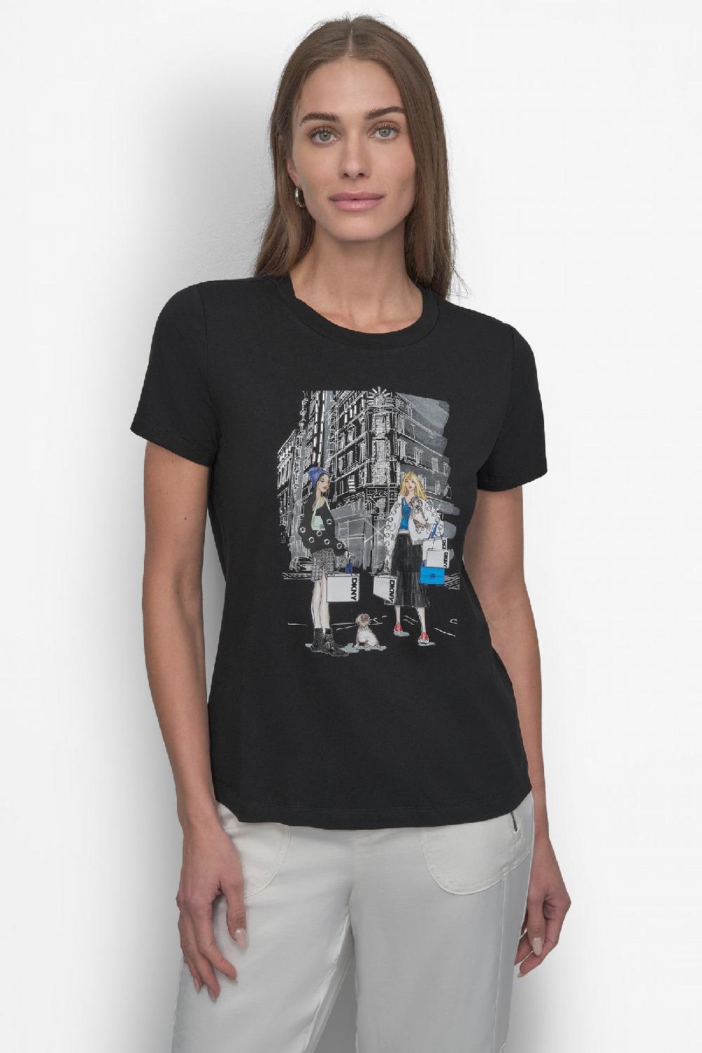 dkny FLATIRON CONVERSATIONAL TEE Black