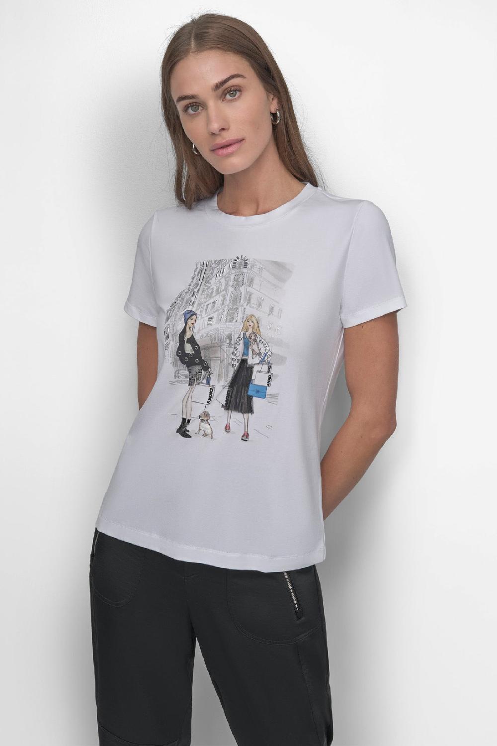 dkny FLATIRON CONVERSATIONAL TEE White