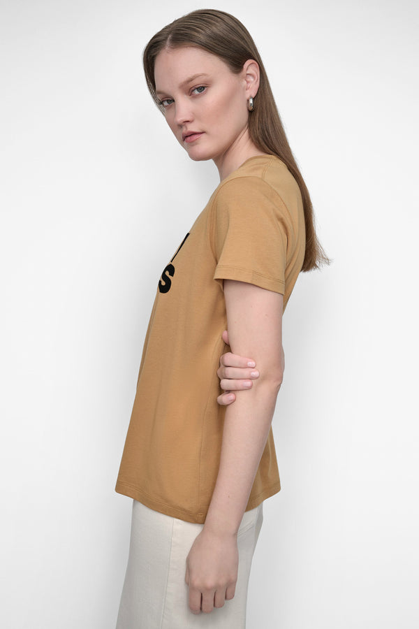 Dkny FLOCKED LOGO TEE WHISKEY/BLACK