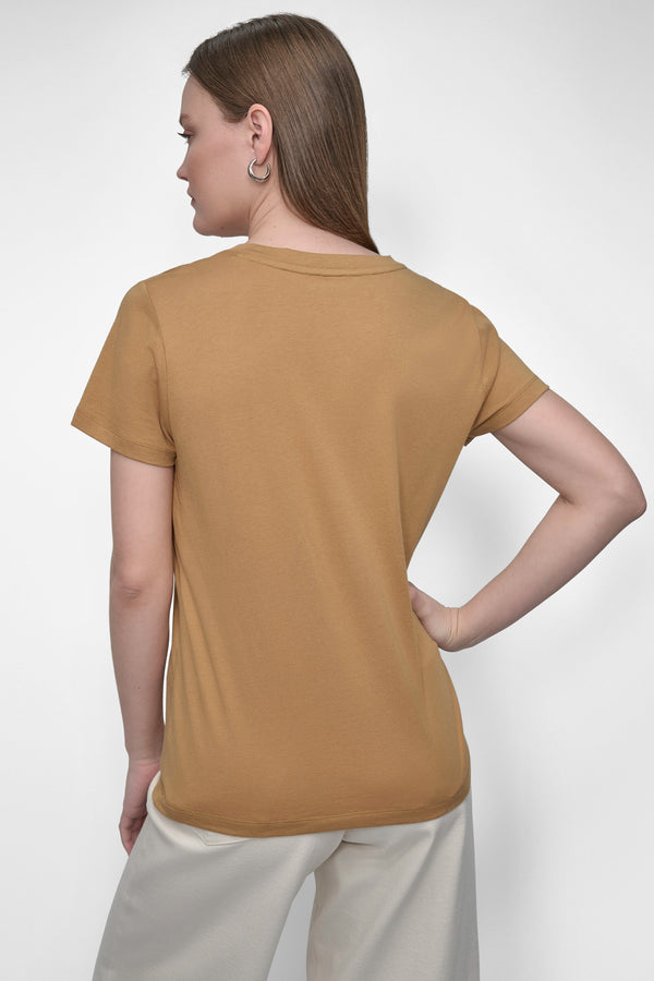 Dkny FLOCKED LOGO TEE WHISKEY/BLACK