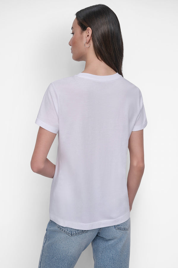 Dkny FLOCKED LOGO TEE WHITE/BLACK