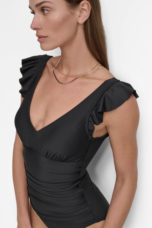 Dkny FLUTTER SLEEVE ONE PIECE Black