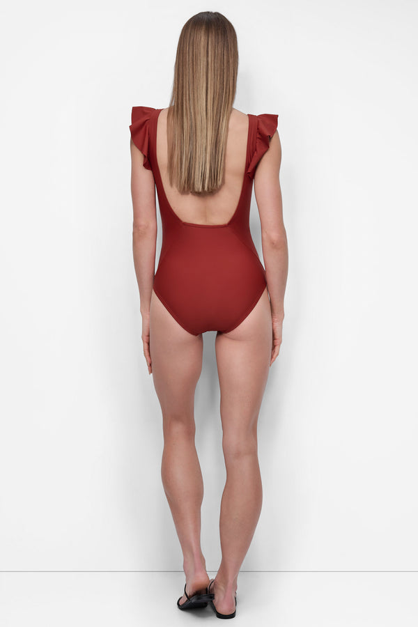 Dkny FLUTTER SLEEVE ONE PIECE SUNSET