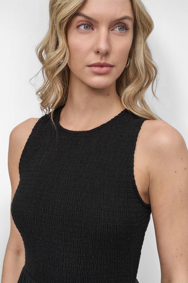 Dkny GAUZE TIERED SMOCKED DRESS Black